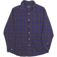 CHAPS Mens Blue & Red Check Shirt S Classic Oxford Cotton Blend Long Sleeve