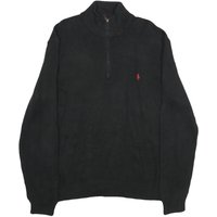 POLO RALPH LAUREN Mens Black Jumper Pullover Plain Crew Neck Basic Knit