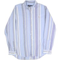 POLO RALPH LAUREN Mens Blue & Grey Striped Shirt Classic Button
