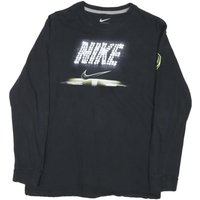 NIKE Mens Black Graphic Shirt Long Sleeve Crew Neck Lightweight Cotton