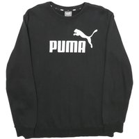 PUMA Mens Black Sweatshirt Crew Neck M Cotton Blend Logo Pullover