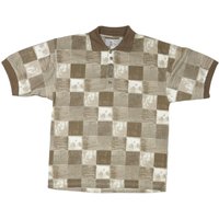 BLUE JEANS Mens Beige & Brown Check Short Sleeve Polo Shirt L Cotton Blend BLUE JEANS Mens Beige & Brown Check Short Sleeve Polo Shirt L Cotton Blend