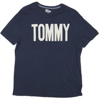 HILFIGER DENIM Mens Navy Blue Cotton Blend Shirt M Short Sleeve Crew Neck HILFIGER DENIM Mens Navy Blue Cotton Blend Shirt M Short Sleeve Crew Neck