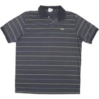 LACOSTE Mens Blue & Grey Striped Short Sleeve Polo Shirt L Cotton Blend Casual