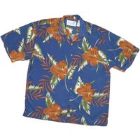 BLUE ISLAND Mens Blue & Orange Floral Polyester Shirt L Summer Casual Beach BLUE ISLAND Mens Blue & Orange Floral Polyester Shirt L Summer Casual Beach