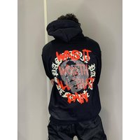 Men’s Rhinestone Letter Zip Up Hoodie Men’s Rhinestone Letter Zip Up Hoodie