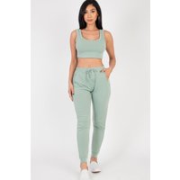 French Terry Cropped Tank Top & Joggers Set French Terry Cropped Tank Top & Joggers Set
