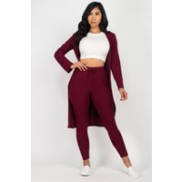 Ribbed Long Cardigan & Leggings Set Ribbed Long Cardigan & Leggings Set