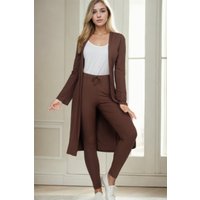 Ribbed Long Cardigan & Leggings Set