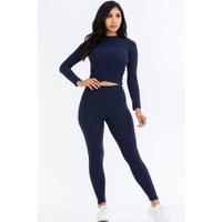 Ribbed Mock Neck Long Sleeve Top & Leggings Set Ribbed Mock Neck Long Sleeve Top & Leggings Set