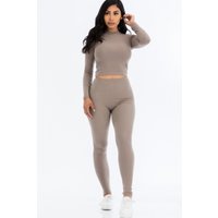 Ribbed Mock Neck Long Sleeve Top & Leggings Set Ribbed Mock Neck Long Sleeve Top & Leggings Set