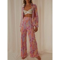 Unique Kulutre Collared Neck Long Sleeve Top and Pants Lounge Set