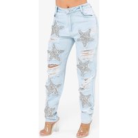 Distressed Star Wash Boyfriend Jeans Distressed Star Wash Boyfriend Jeans