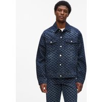 Karl Lagerfeld – All-over Monogram Denim Jacket, Man, Blue, Size: Karl Lagerfeld – All-over Monogram Denim Jacket, Man, Blue, Size: