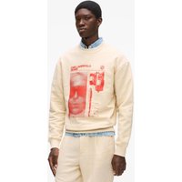 Kl Jeans – Graphic Karl Print Sweatshirt, Man, Beige, Size: Xs