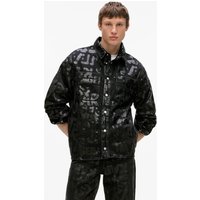 Kl Jeans – All-over Logo Denim Overshirt, Man, Black, Size: Xs