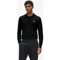 Karl Lagerfeld – Merino Wool Long-sleeved Polo Shirt, Man, Black, Size: Xs