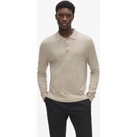 Karl Lagerfeld – Merino Wool Long-sleeved Polo Shirt, Man, Beige, Size: Xs Karl Lagerfeld – Merino Wool Long-sleeved Polo Shirt, Man, Beige, Size: Xs