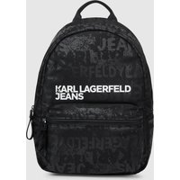 Kl Jeans – Nylon Graphic Print Backpack, Man, Black, Size: One Size