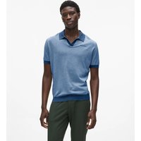 Karl Lagerfeld – Striped Knit Polo Shirt, Man, Blue, Size: