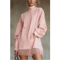 Viretta Suede fringe detail Turtleneck mini dress Viretta Suede fringe detail Turtleneck mini dress