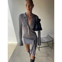 Ruched Bandage Shirt Dress Ruched Bandage Shirt Dress
