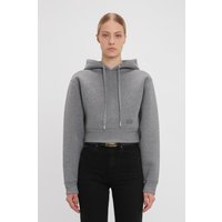 Victoria Beckham Cropped Structured Hoodie In Grey Marl
