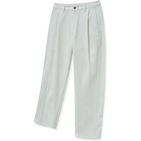 Cropped Curved Denim Jeans White