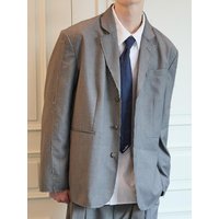 Oversized Raw-Edge Blazer Grey Oversized Raw-Edge Blazer Grey