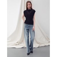 Crochet-Knit Vest Top Black