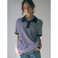 Stripe Polo Shirt Sky blueNavy