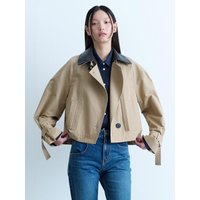 Leather Collar Short Trench Coat Beige KEMA Leather Collar Short Trench Coat Beige KEMA