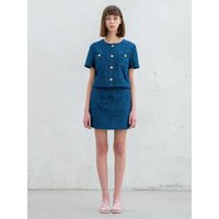 WASHED DENIM HALF SLEEVE JACKET SET