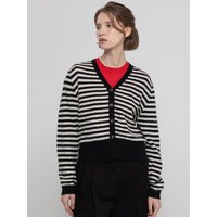 Stripe knitwear cardigan _ Black