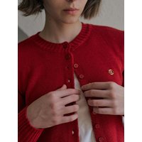 Button slim cropped cardigan Red