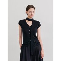 Lautre Tied Knit Black Cardigan