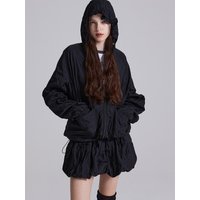 HARP JUMPER IN BLACK Hooded Zip-Up Jumper