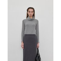 COWL NECK WOOL POLO SHIRT, GREY