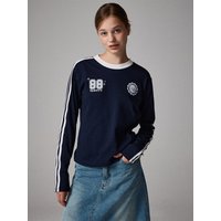 Football line contrast long-sleeve shirt