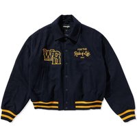 Embroidered Quilted Varsity Jacket Navy Embroidered Quilted Varsity Jacket Navy