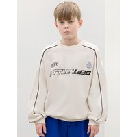 Piping Lettering Cotton Terry Sweatshirt [WHITE]
