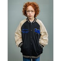 Cotton Triple-Ribbed Varsity Jacket [Beige]