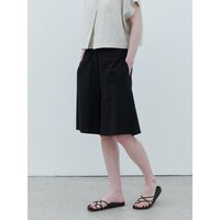 linen bermuda shorts- black