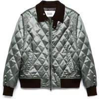 QUILTED BOMBER JACKET SATIN GREEN QUILTED BOMBER JACKET SATIN GREEN