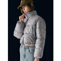 Glossy Pearl Short Puffer Jacket [GREY] WBDL