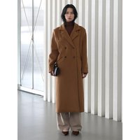 Wool Blend Relaxed Double Overcoat Camel
