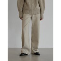 Heavy Cotton Wide Leg Straight Jeans [Beige]