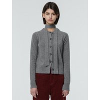 Merino Wool Tie Double-layered Cardigan [Gray]