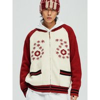 Paisley Shawl Collar Relaxed Fit Cardigan [Burgundy]