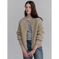 Soft Cosy Wool Hachi -Gauge Cardigan [Beige]